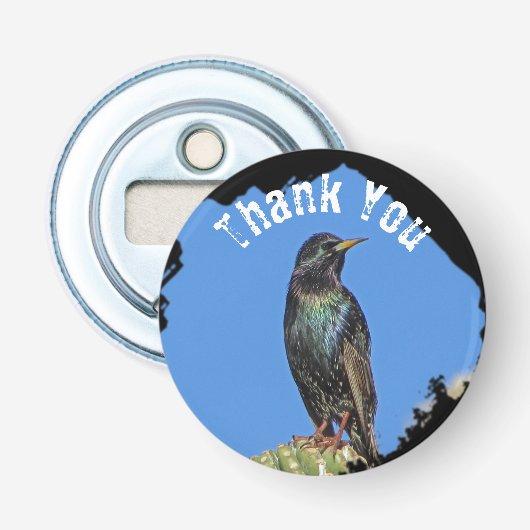 Starling Saguaro Cactus Beauful Southwest Bird Button Flesopener (Voorkant)