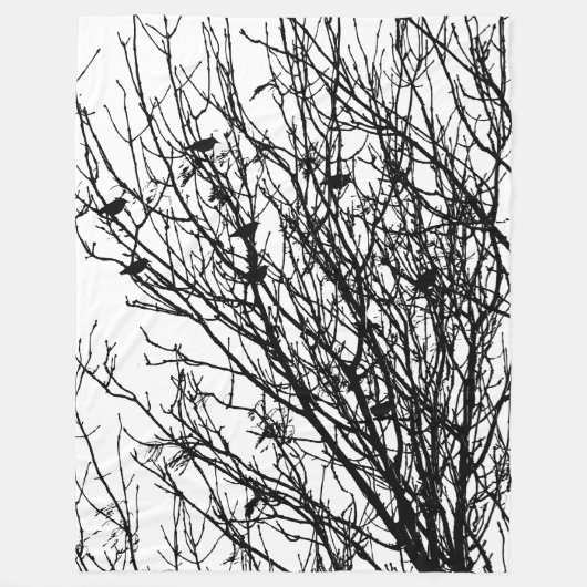 Starlings in een boom - Hoogste Contrast Fleece Deken (Voorkant)