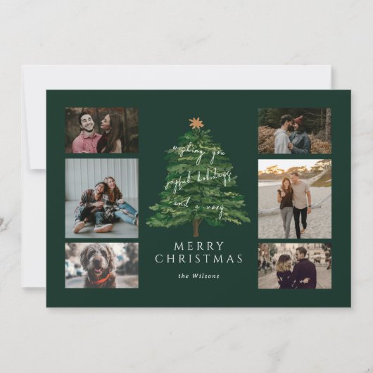 Starlit Christmas Tree Multi Foto Feestdagenkaart (Voorkant)