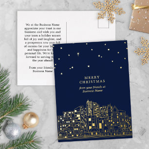 Starlit City Elegant Corporate Vrolijk Kerstfeest Folie Feestdagen Briefkaart