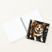 Starlit Corgi – Celestial Linocut Charm Notitieboek (Binnen)