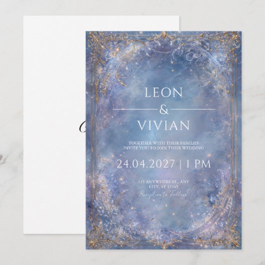 Starlit Crystal Sky Wedding Kaart (Voorkant / Achterkant)