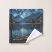 Starlit Drift: Gevist onder de kosmos Bad Handdoek (Wasdoekje)
