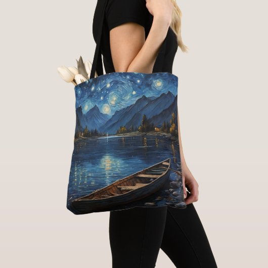Starlit Drift: Gevist onder de kosmos Tote Bag (Dichtbij)