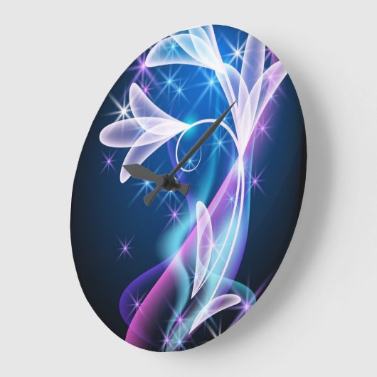 Starlit Elegance: Floral Design Diepblauwe klok (Hoek)