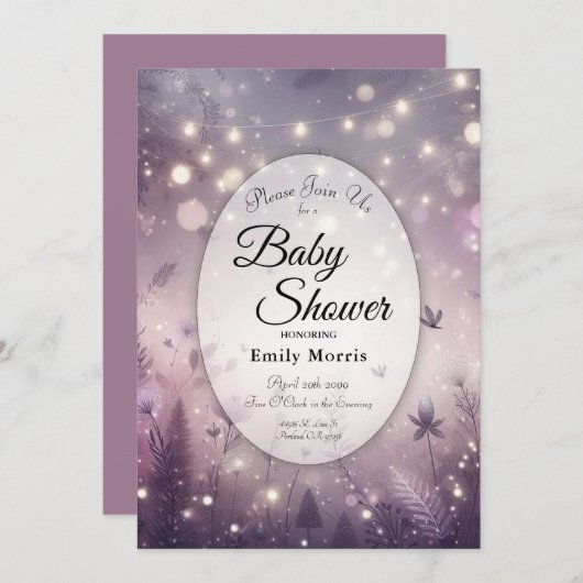 Starlit Enchantment in Bloom Baby Shower Kaart (Voorkant / Achterkant)