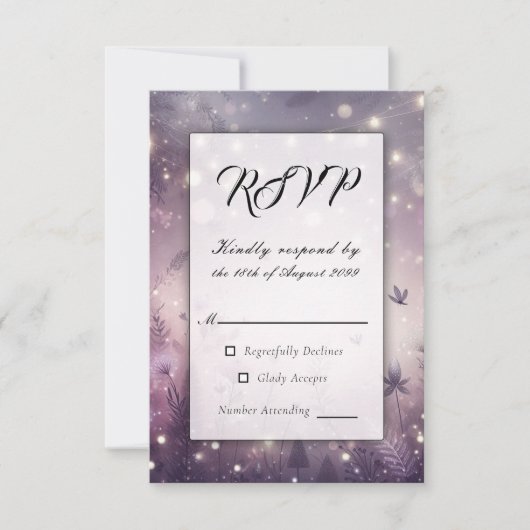Starlit Enchantment in Bloom Wedding RSVP Kaartje (Voorkant)
