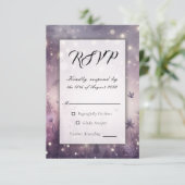 Starlit Enchantment in Bloom Wedding RSVP Kaartje (Staand voorkant)