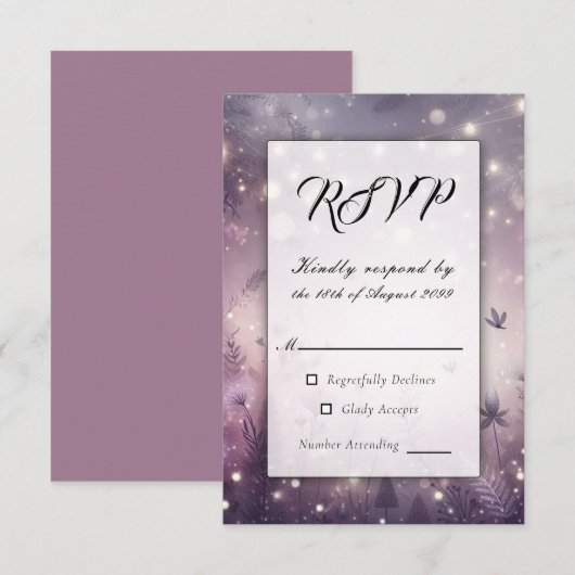 Starlit Enchantment in Bloom Wedding RSVP Kaartje (Voorkant / Achterkant)