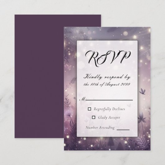 Starlit Enchantment in Bloom Wedding RSVP Kaartje (Voorkant / Achterkant)