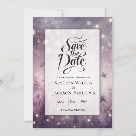 Starlit Enchantment in Bloom Wedding Save The Date (Voorkant)
