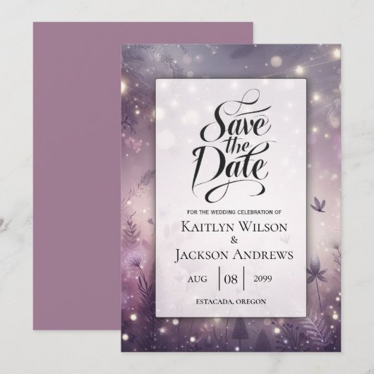 Starlit Enchantment in Bloom Wedding Save The Date (Voorkant / Achterkant)