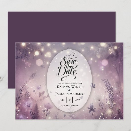 Starlit Enchantment in Bloom Wedding Save The Date (Voorkant / Achterkant)