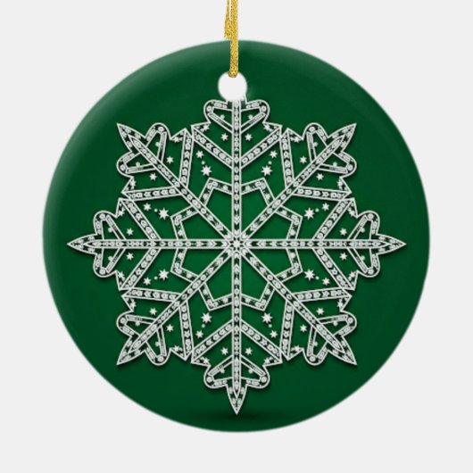 Starlit Evergreen Snowflake — Elegant Ornament (Achterkant)