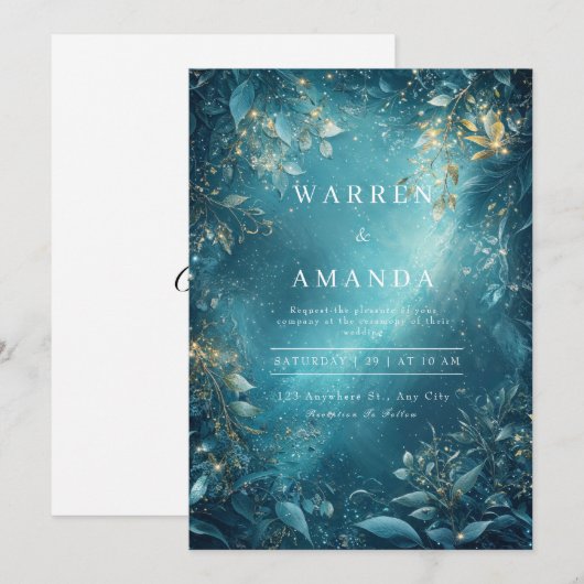 Starlit Forest Dream Huwelijksuitnodiging Kaart (Voorkant / Achterkant)