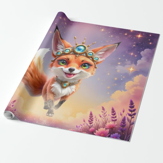 Starlit Fox of the Moonlit Meadows. Cadeaupapier (Uitgerold)