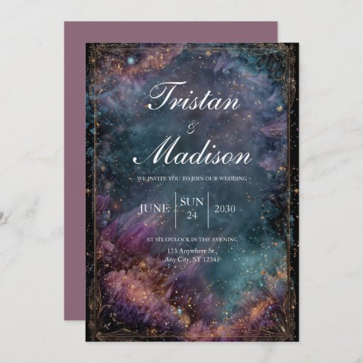 Starlit Garden Fantasy Uitnodiging voor een bruilo (Voorkant / Achterkant)
