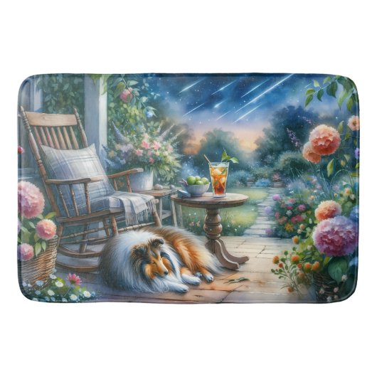 Starlit Garden Porch Sheltie Dream Badmat (Voorkant)