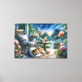 Starlit Garden Porch Sheltie Dream Canvas Afdruk (Voorkant)