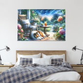 Starlit Garden Porch Sheltie Dream Canvas Afdruk (Insitu (Slaapkamer))