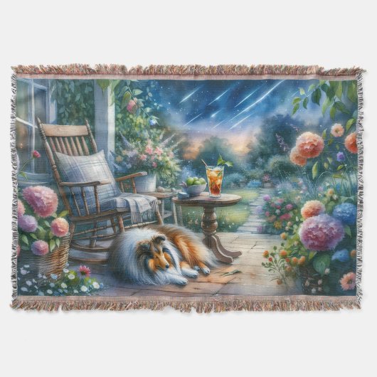 Starlit Garden Porch Sheltie Dream Deken (Voorkant)