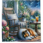 Starlit Garden Porch Sheltie Dream Douchegordijn (Voorkant)