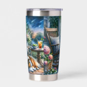 Starlit Garden Porch Sheltie Dream Geïsoleerde Drinkbeker (Links)