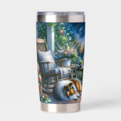 Starlit Garden Porch Sheltie Dream Geïsoleerde Drinkbeker (Achterkant)