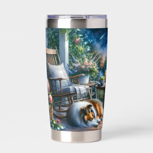 Starlit Garden Porch Sheltie Dream Geïsoleerde Drinkbeker (Voorkant)