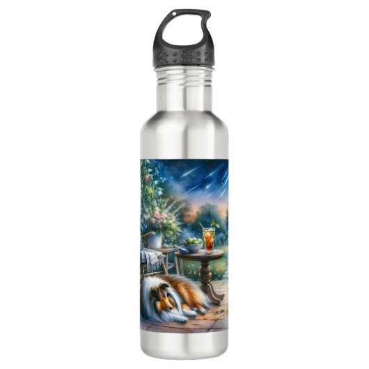 Starlit Garden Porch Sheltie Dream Waterfles (Voorkant)