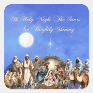 Starlit Geboorte: Oh Heilige Nacht Vierkante Sticker