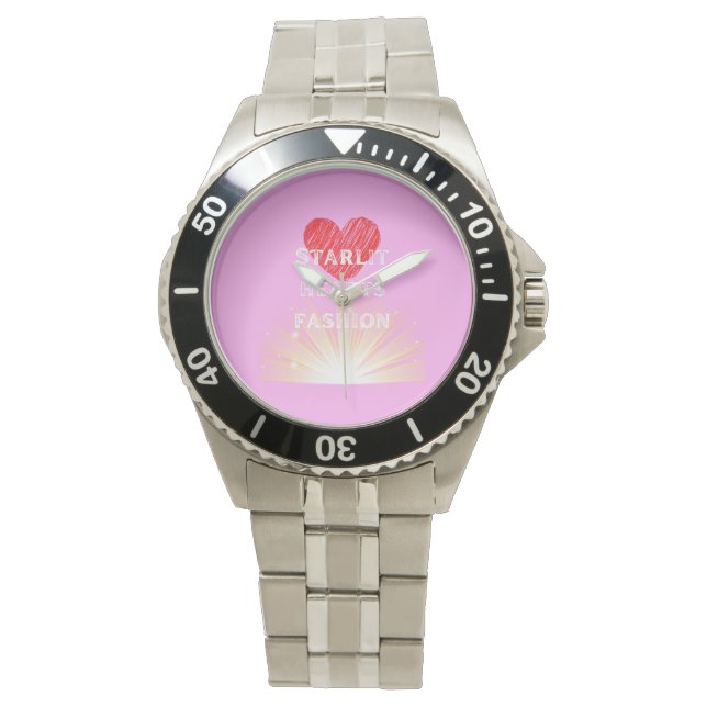 Starlit Harten Mode Rood Hart Shine Horloge (Voorkant)