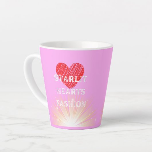 Starlit Harten Mode Rood Hart Shine Latte Mok (Linkerhoek)