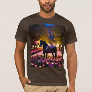 Starlit hengst in een bloementuin t-shirt