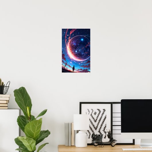 Starlit Horizon - Anime Space Poster (Thuiskantoor)