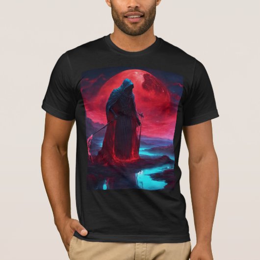 "Starlit Illusie: Bioluminescente Reaper T-S T-shirt (Voorkant)