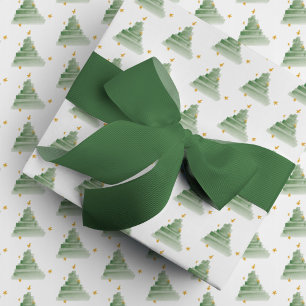 Starlit Kerstbomen Groene Waterverf Gift Cadeaupapier
