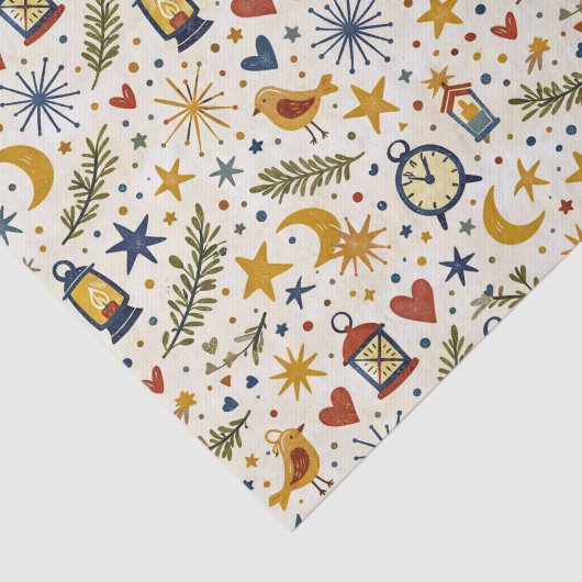 Starlit Lantern Folk Pattern Tissuepapier (Detail)