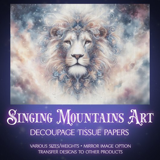 Starlit Majesty Royal Lion Decoupage Tissuepapier