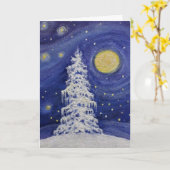 Starlit Night/kerstkaart Kaart (Gele Bloem)