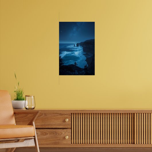 Starlit Ocean Cliffs – Melkweg Kustnachtleven Poster (Woonkamer 2)