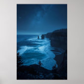 Starlit Ocean Cliffs – Melkweg Kustnachtleven Poster (Voorkant)