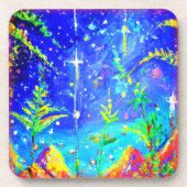 "Starlit Oerwoud" Cute Painting. Bestel nu Bier Onderzetter (Voorkant)