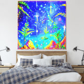 "Starlit Oerwoud" Cute Painting. Bestel nu Canvas Afdruk (Insitu (Slaapkamer))