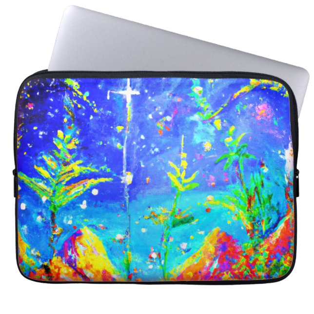 "Starlit Oerwoud" Cute Painting. Bestel nu Laptop Sleeve (Voorkant)