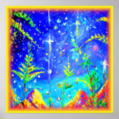 "Starlit Oerwoud" Cute Painting. Bestel nu Poster (Voorkant)