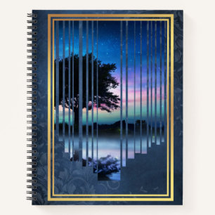 Starlit Portal – Dreamscape Forest Window Art Notitieboek