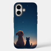 Starlit Puppy & Kitten iPhone 16 Hoesje (Achterkant)