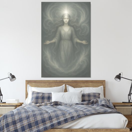 Starlit Revelation Goddess – Celestial Awakening L Canvas Afdruk (Insitu (Slaapkamer))