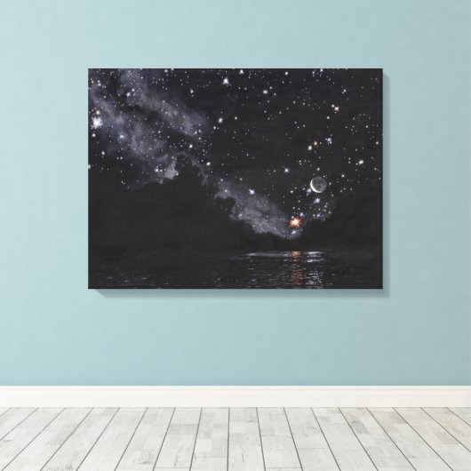 Starlit River in afwachting van Schorpioen: Canvas (Insitu (Houten vloer))